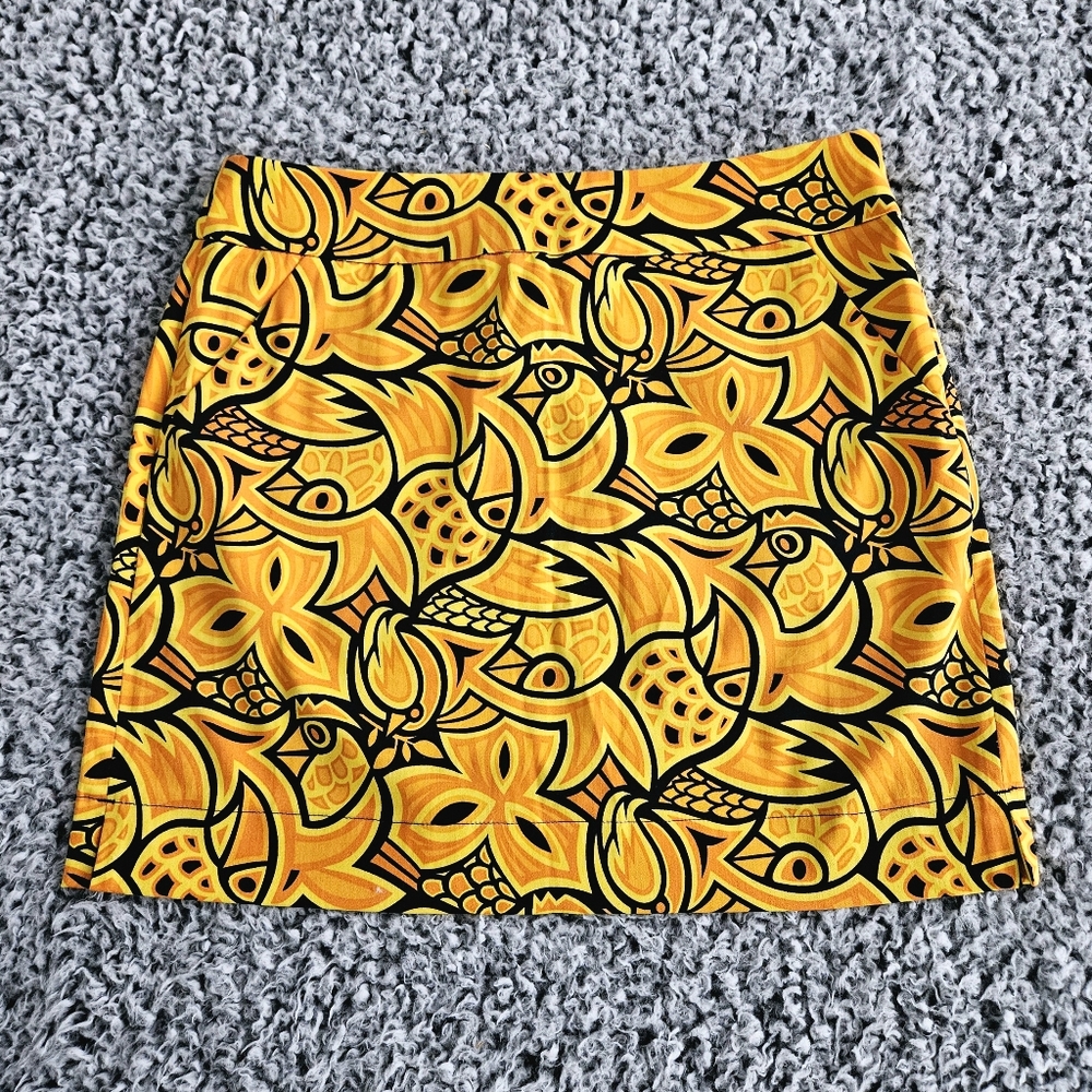 Loudmouth Women's Golf Skirt Sz 4 x 16L XS Yellow Mini Chirp Chirp Stretch Bird - Picture 2 of 12